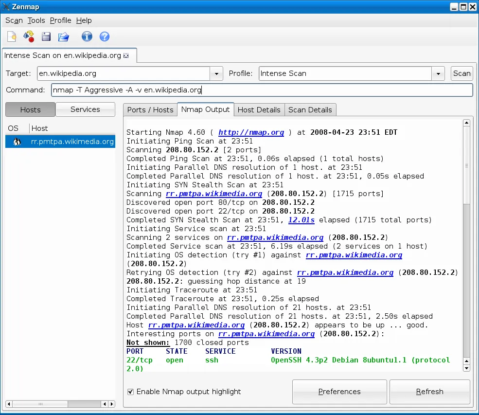 Nmap interface