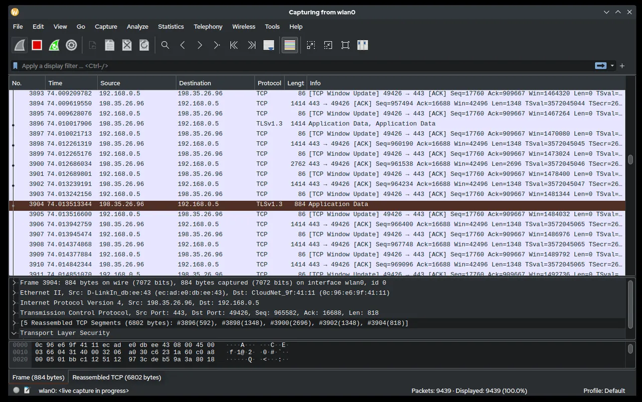 Wireshark interface